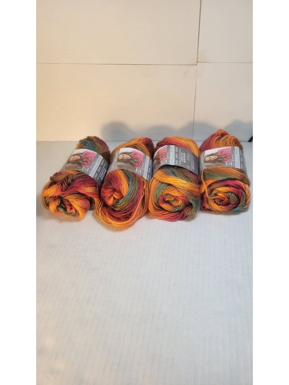 4 Skeins Red Heart Unforgettable Worsted Acrylic Weight Yarn in Sunrise